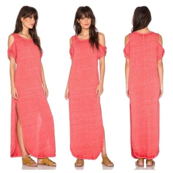 NWT Free People Casual Cold Shoulder Side Slits Relaxed Boho Jersey Maxi Dress - Picture 15 of 16